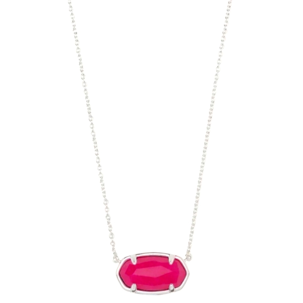 NWT Kendra Scott Elisa Sterling Silver Pendant Necklace in Pink Quartzite